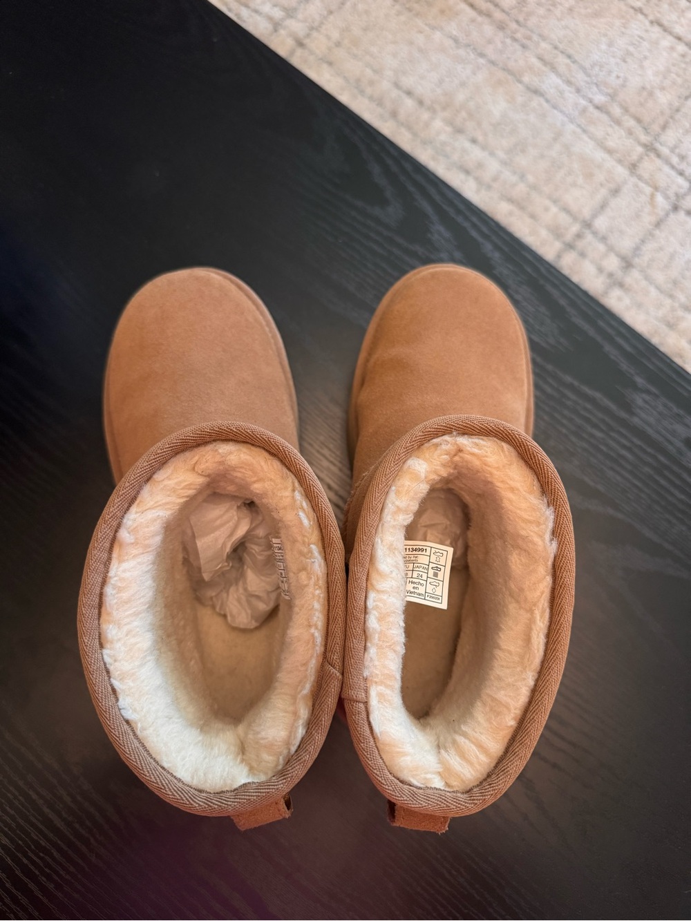 UGG Chestnut Suede Shearling Platform Ankle Boots Women’s size 7 - Picture 4 of 7
